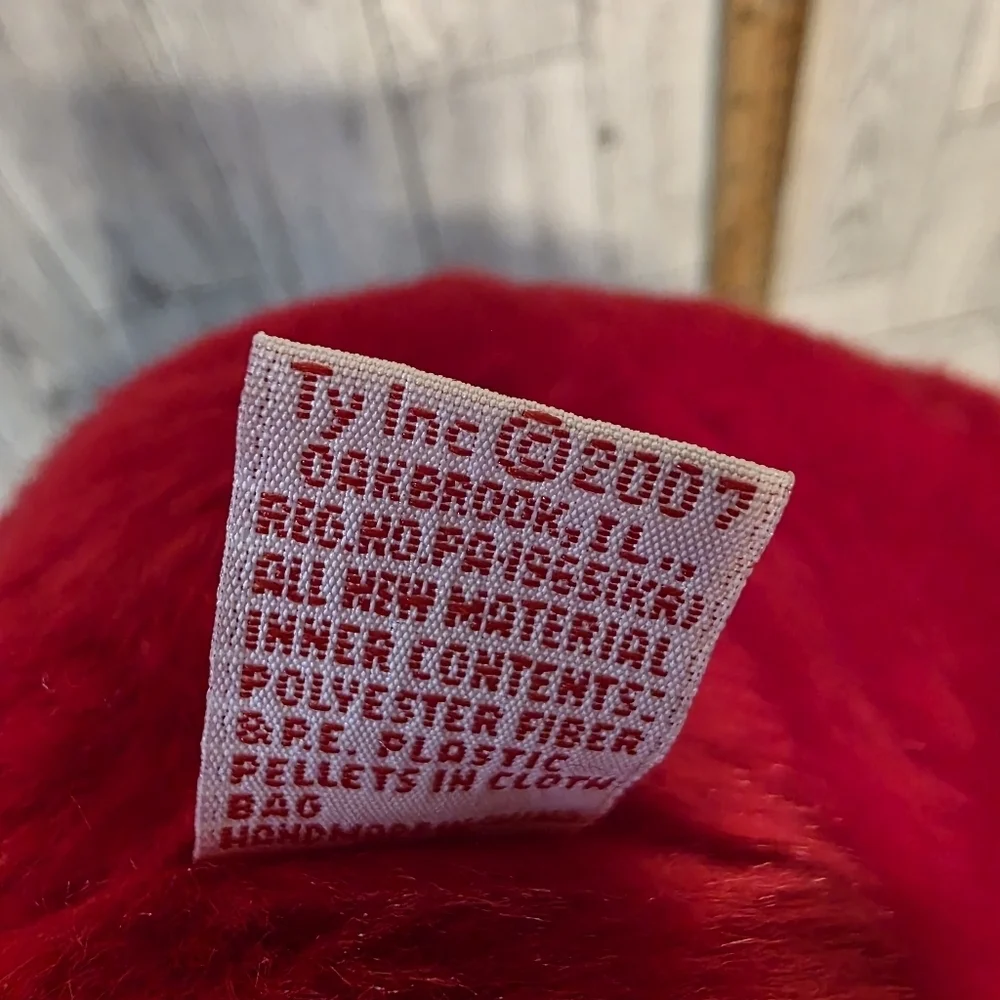 Ty Red Plush Bear with Party Hat